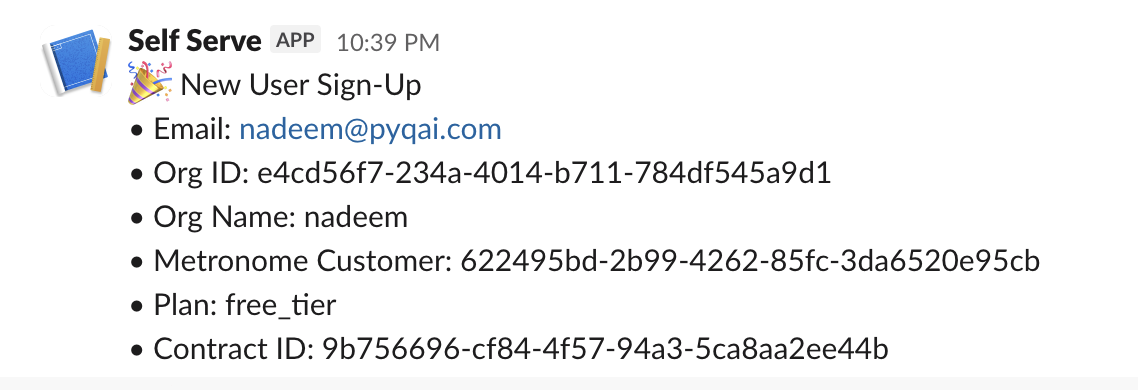 Slack notification for user activity